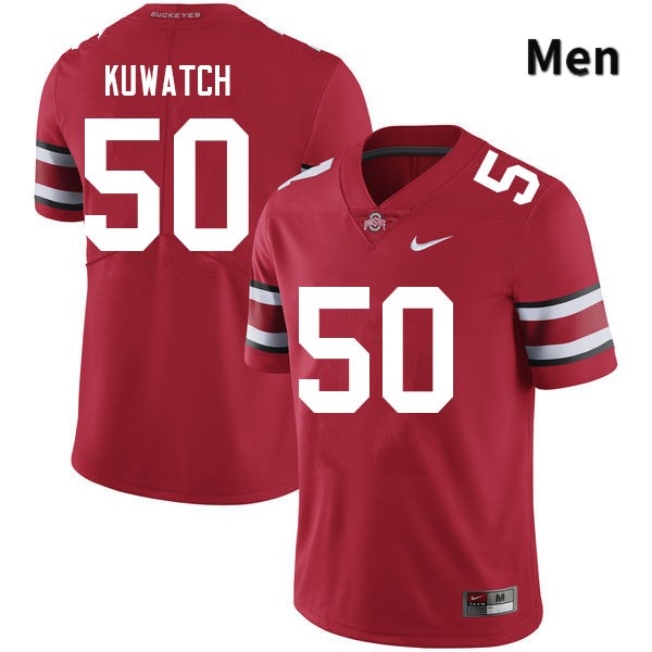 Ohio State Buckeyes Jackson Kuwatch Men's #50 Red Authentic Stitched College Football Jersey